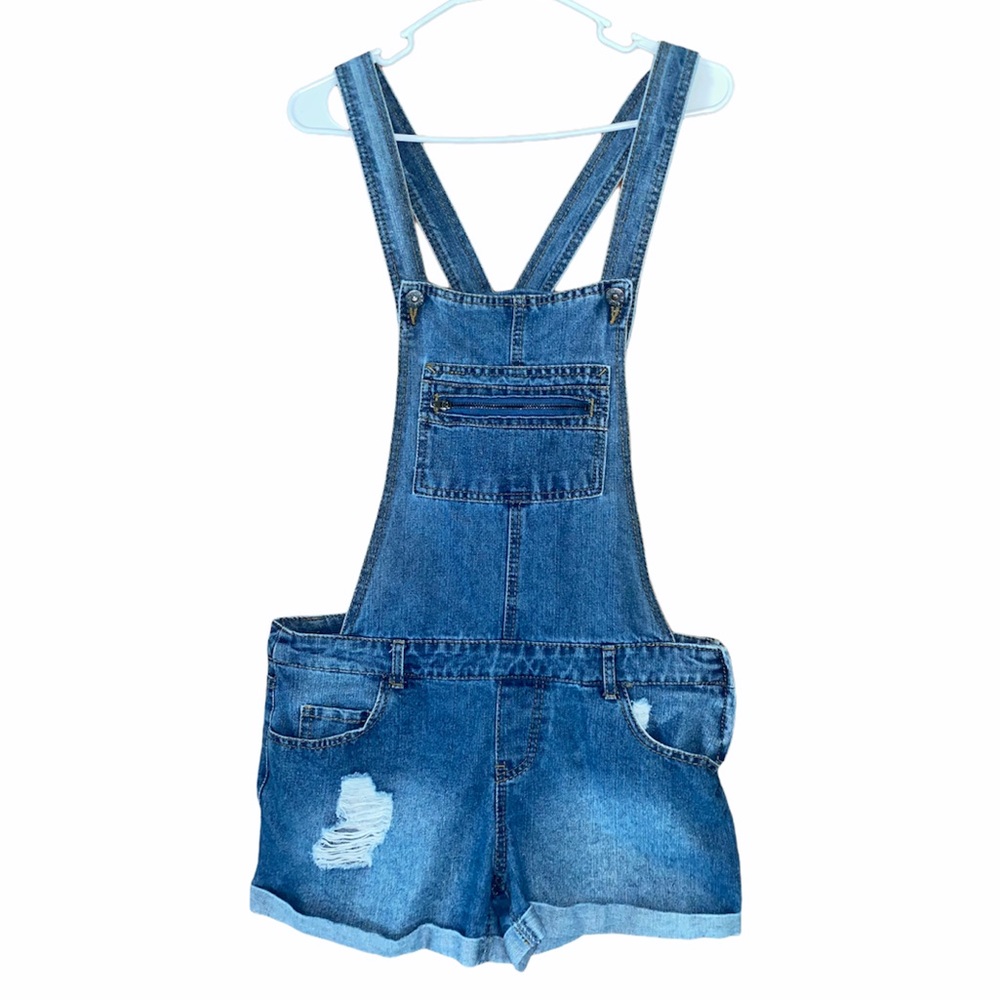 Ci Sono | Junior Denim Overalls Shorts with Rips